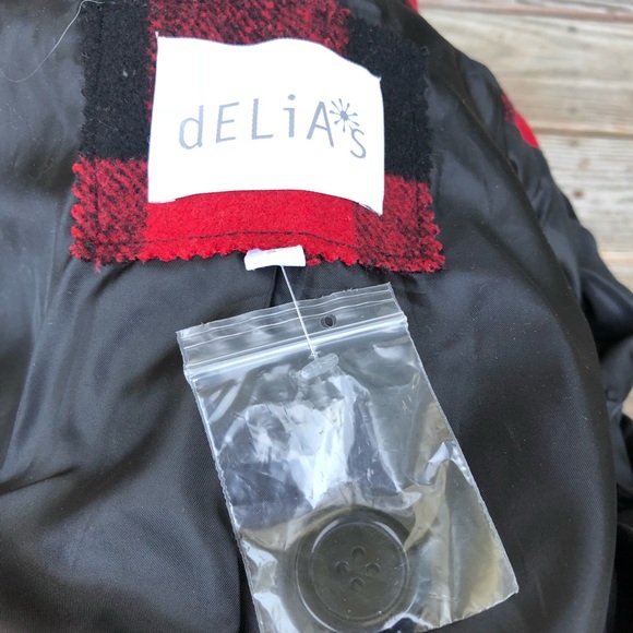 NWOT Delia’s Red & Black Buttoned Checkered Jacket - Picture 6 of 7